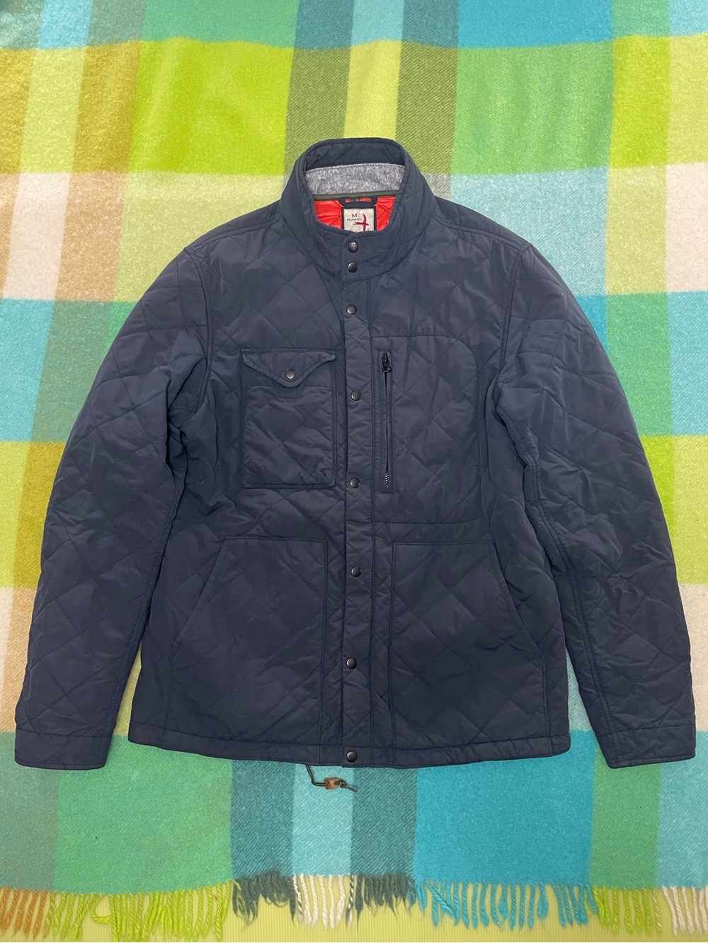 Relwen Quilted Tanker Jacket Navy with Orange Inside Men’s